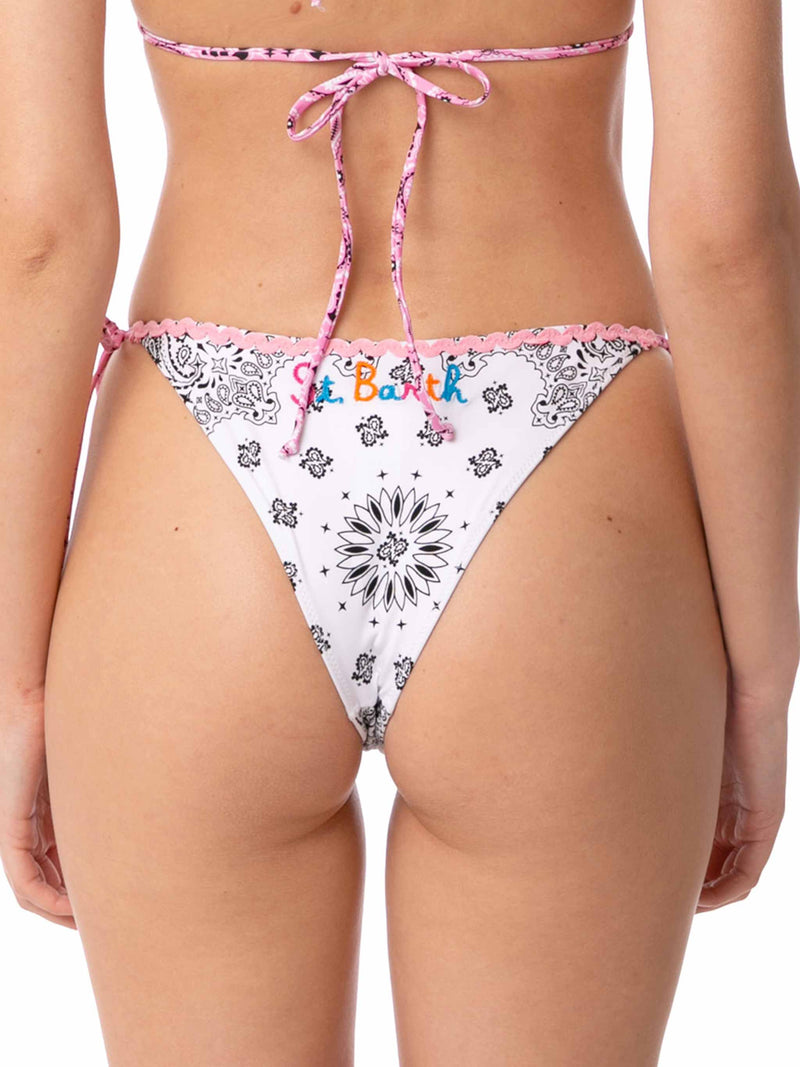 Woman swim briefs with bandanna print