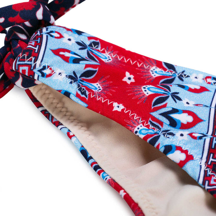 Red and blue gipsy print girl's bikini