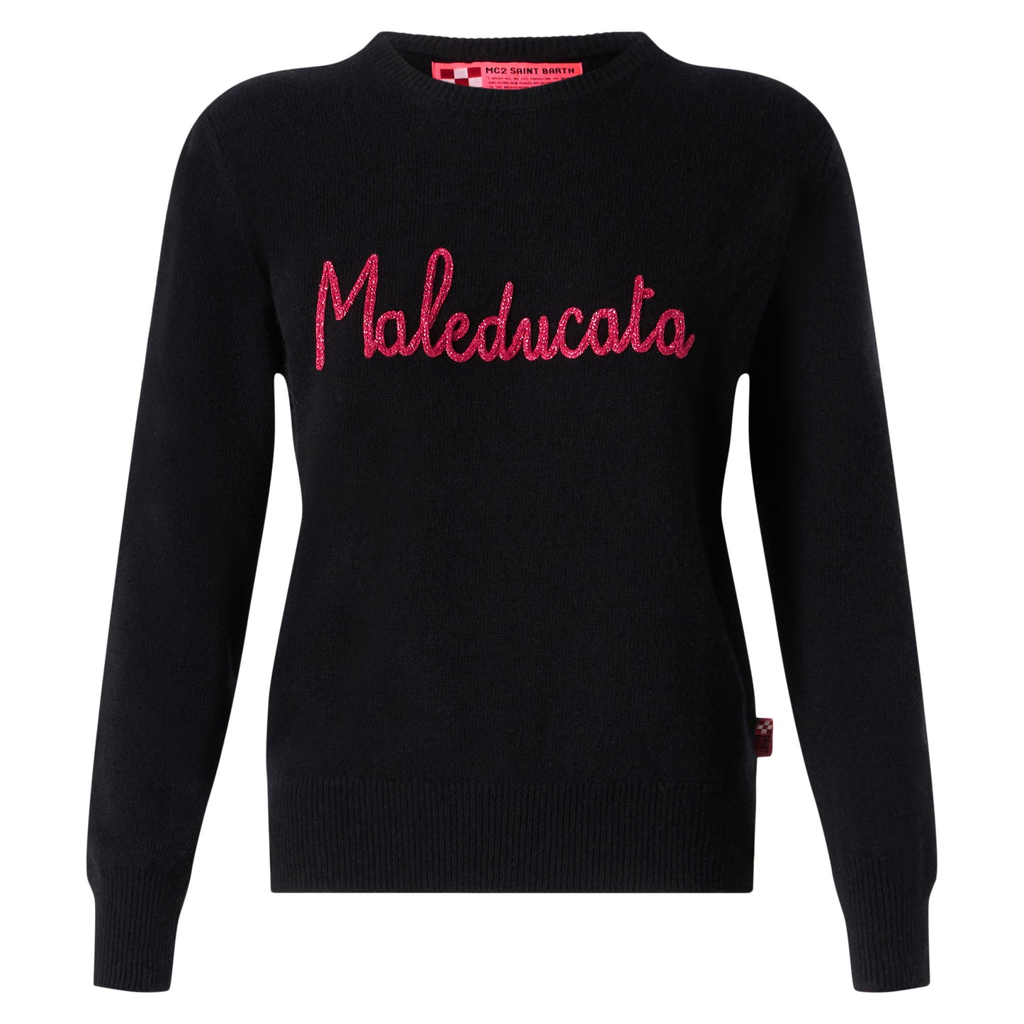 Woman black sweater Maleducata lurex embroidery - MC2 Saint Barth