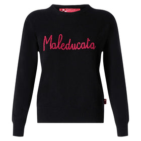 Woman black sweater Maleducata lurex embroidery - MC2 Saint Barth