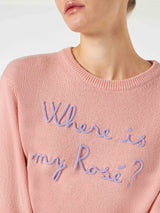 Maglione da donna con ricamo Where is my Rosé?