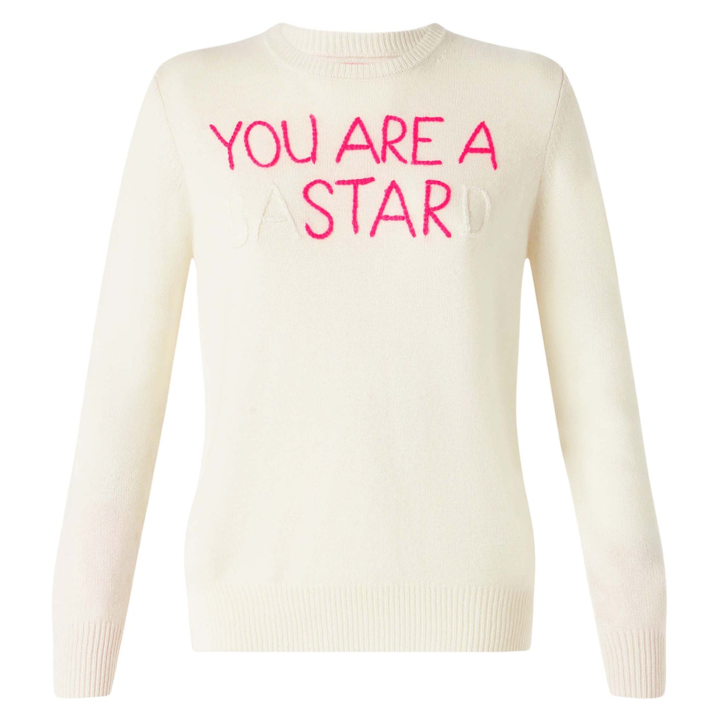 Maglione da donna bianco ricamo You are a (Ba)star(d)