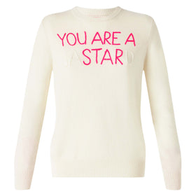 Maglione da donna bianco ricamo You are a (Ba)star(d)