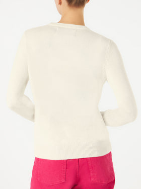 Maglione da donna bianco ricamo You are a (Ba)star(d)