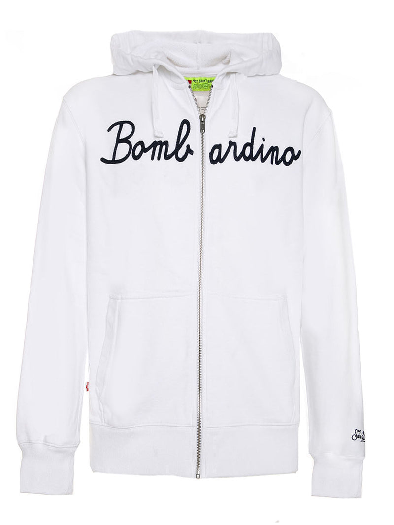 Weißes Herren-Sweatshirt mit Bombardino-Stickerei vorne