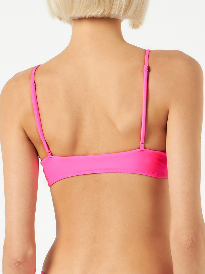 Costume bralette donna rosa fluo