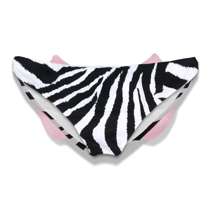 Slip da bagno da bambina stampa animalier con fiocco