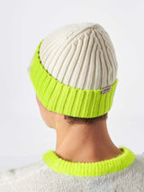 Man knit beanie with Apres ski embroidery