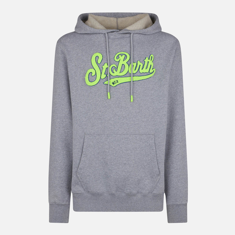 Graues Herren-Sweatshirt mit Kapuze aus Baumwolle