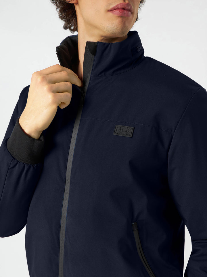 Man blue bomber jacket Country with sherpa lining