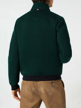 Man knit ribbed green bomber jacket