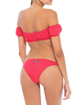 Schulterfreier roter Bikini