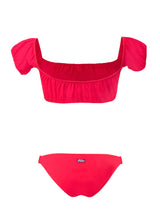 Schulterfreier roter Bikini