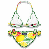 Girl triangle bikini with lemon print