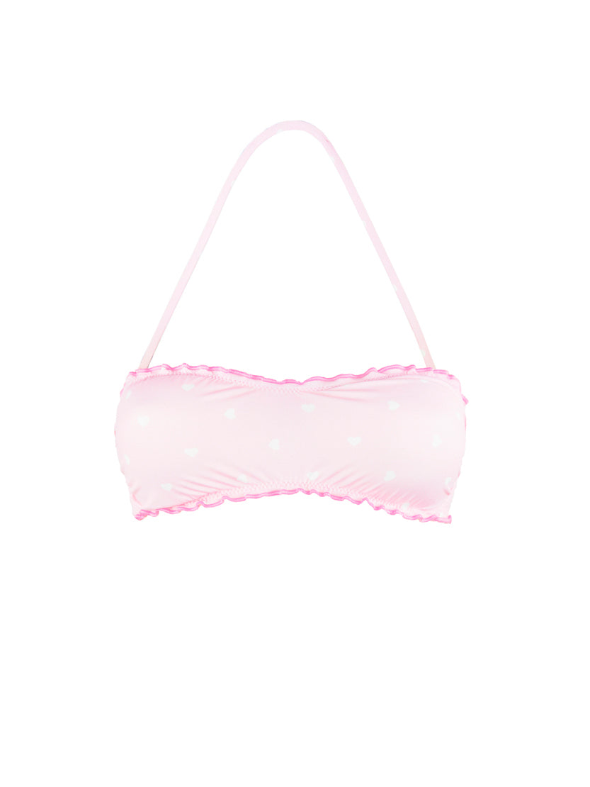 Top a fascia con stampa cuori