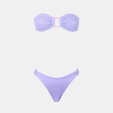 Woman crinkle pastel bandeau bikini