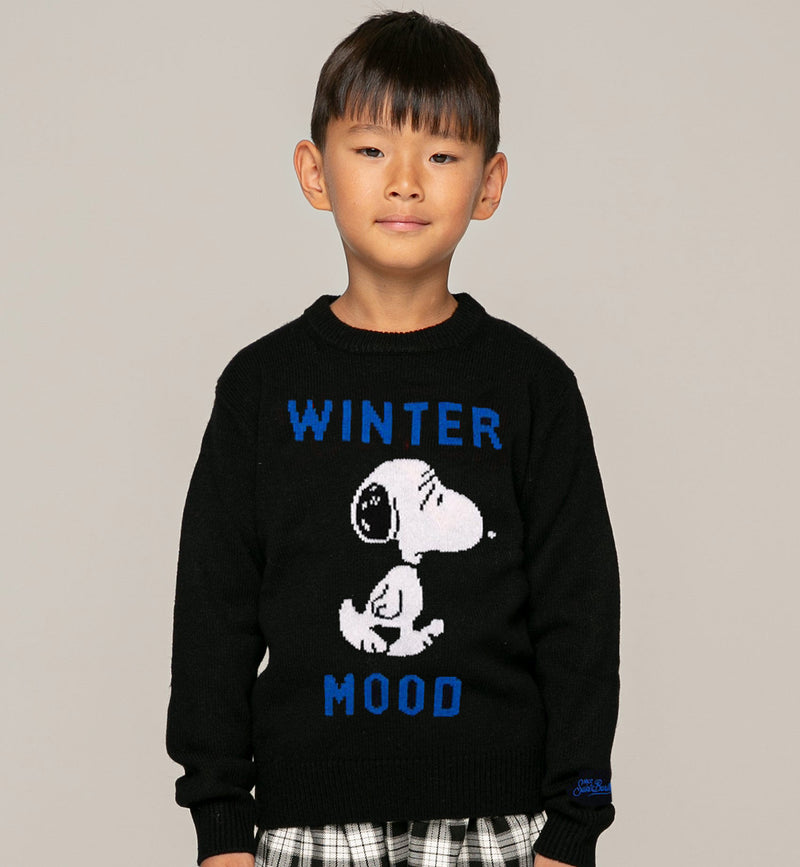 Blue navy Snoopy Winter mood sweater for boy - Special edition