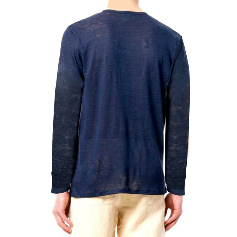 T-Shirt da Uomo in lino Blu Navy 