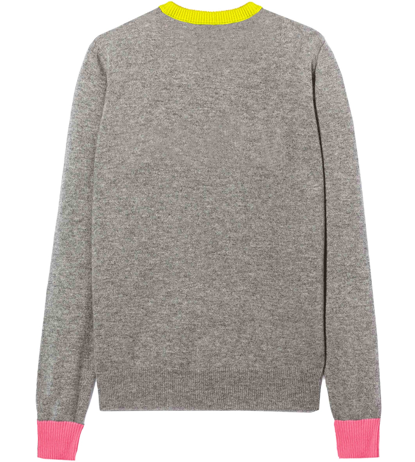 Maglione da donna grigio ricamo GIRL PWR fluo e dettagli fluo