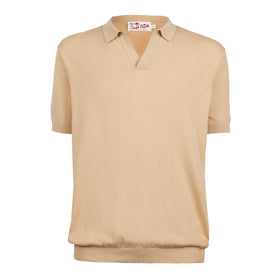 Sloan beige knitted buttonless polo shirt