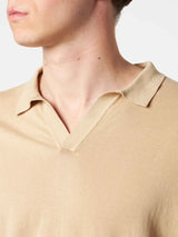 Polo da uomo beige in maglia