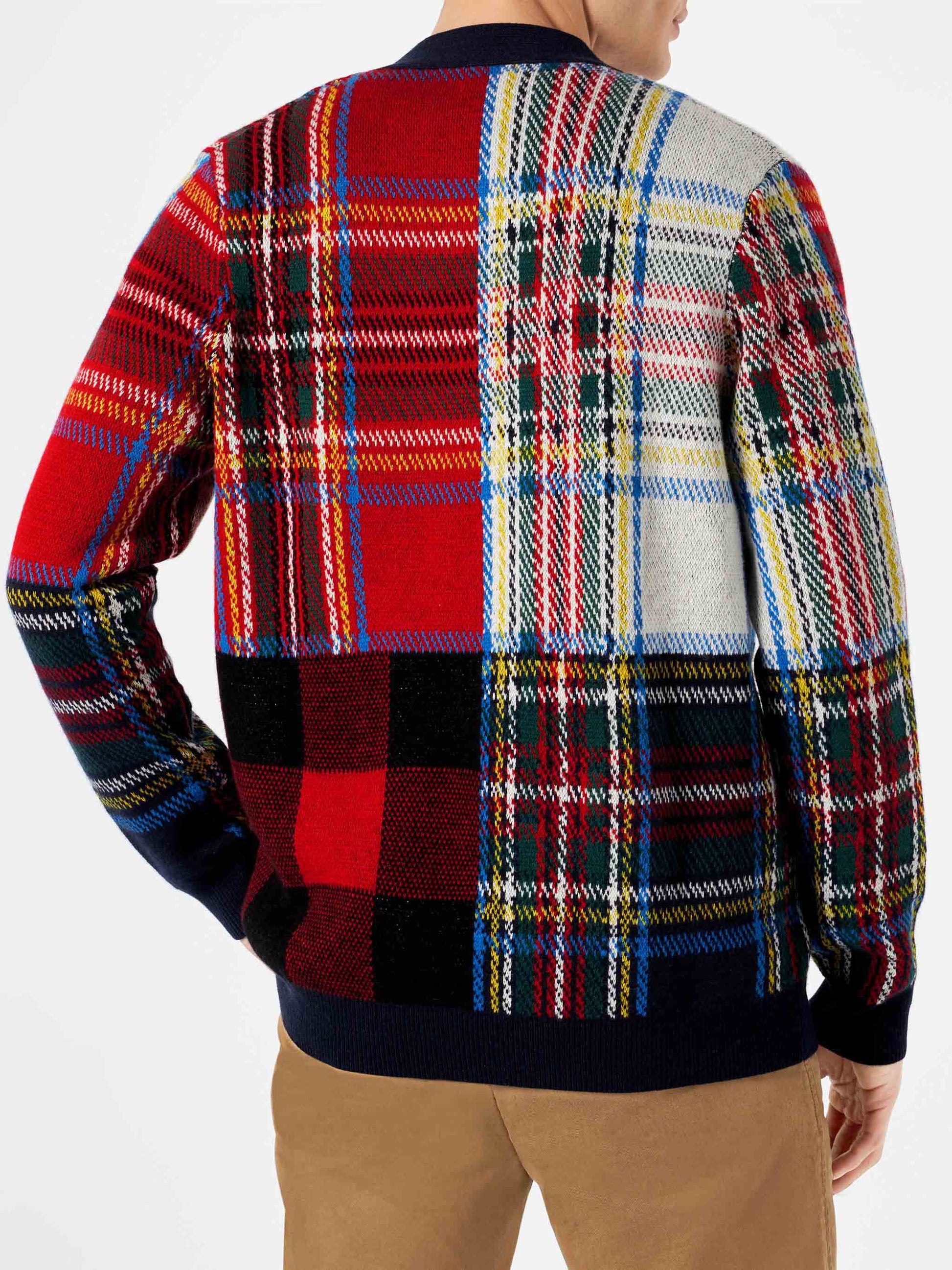 Man tartan knitted cardigan with Saint Barth embroidery - MC2 Saint Barth