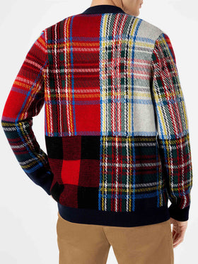 Man tartan knitted cardigan with Saint Barth embroidery - MC2 Saint Barth