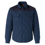 Man navy blue padded overshirt with patch pockets