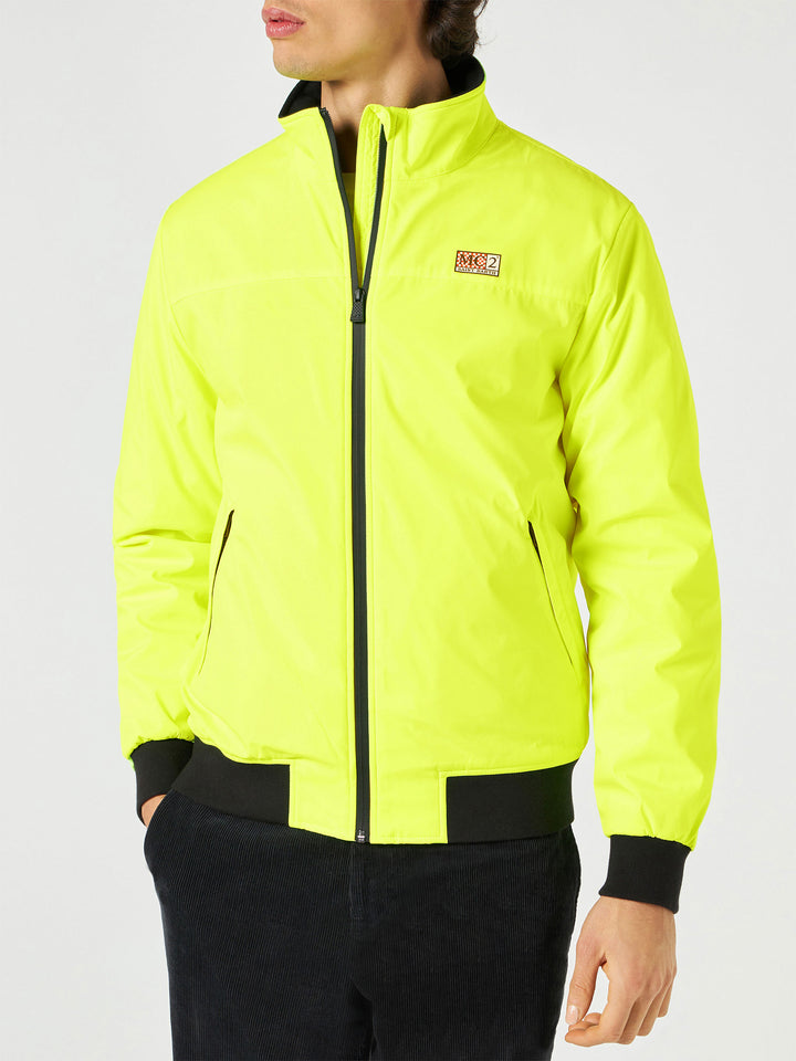 Man fluo yellow bomber jacket Country with furry lining