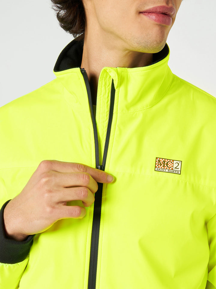 Man fluo yellow bomber jacket Country with furry lining