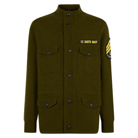 Knitted field jacket with patch