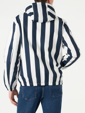 Man hooded lightweight windbreaker with striped print - MC2 Saint Barth