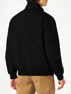 Man black bomber jacket Country with furry lining