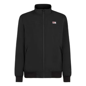 Man black bomber jacket Country with furry lining