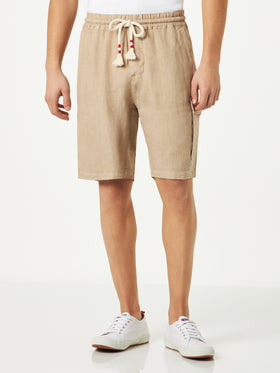 Bermuda da uomo beige in lino
