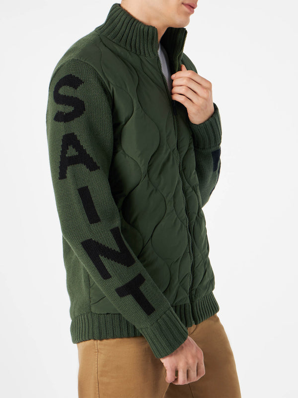 Man military green padded jacket