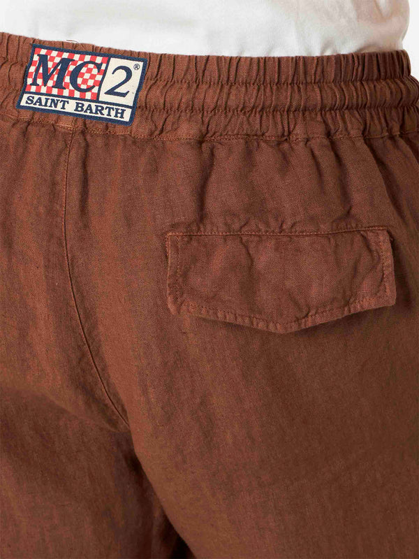 Man brown linen pants