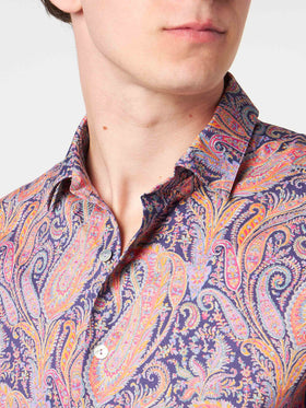 Man muslin cotton Sikelia shirt with paisley print | Made with Liberty fabric
