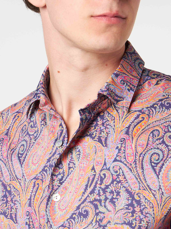 Man muslin cotton Sikelia shirt with paisley print | Made with Liberty fabric