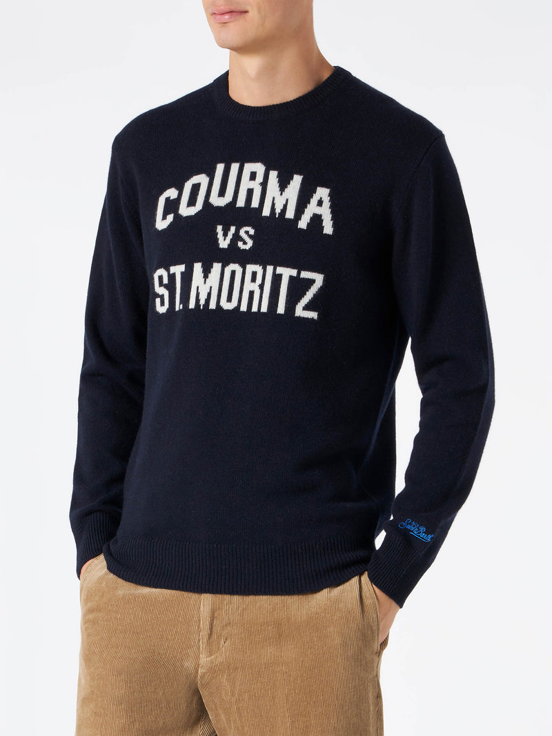 Maglia da uomo blu navy con stampa Courma vs St. Moritz