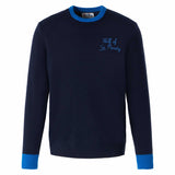 Maglia da uomo blu navy con ricamo Lupo di St. Moritz