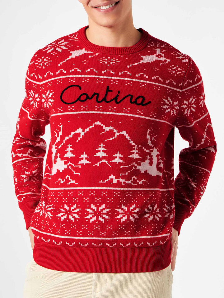 Man sweater Norwegian style with Cortina embroidery
