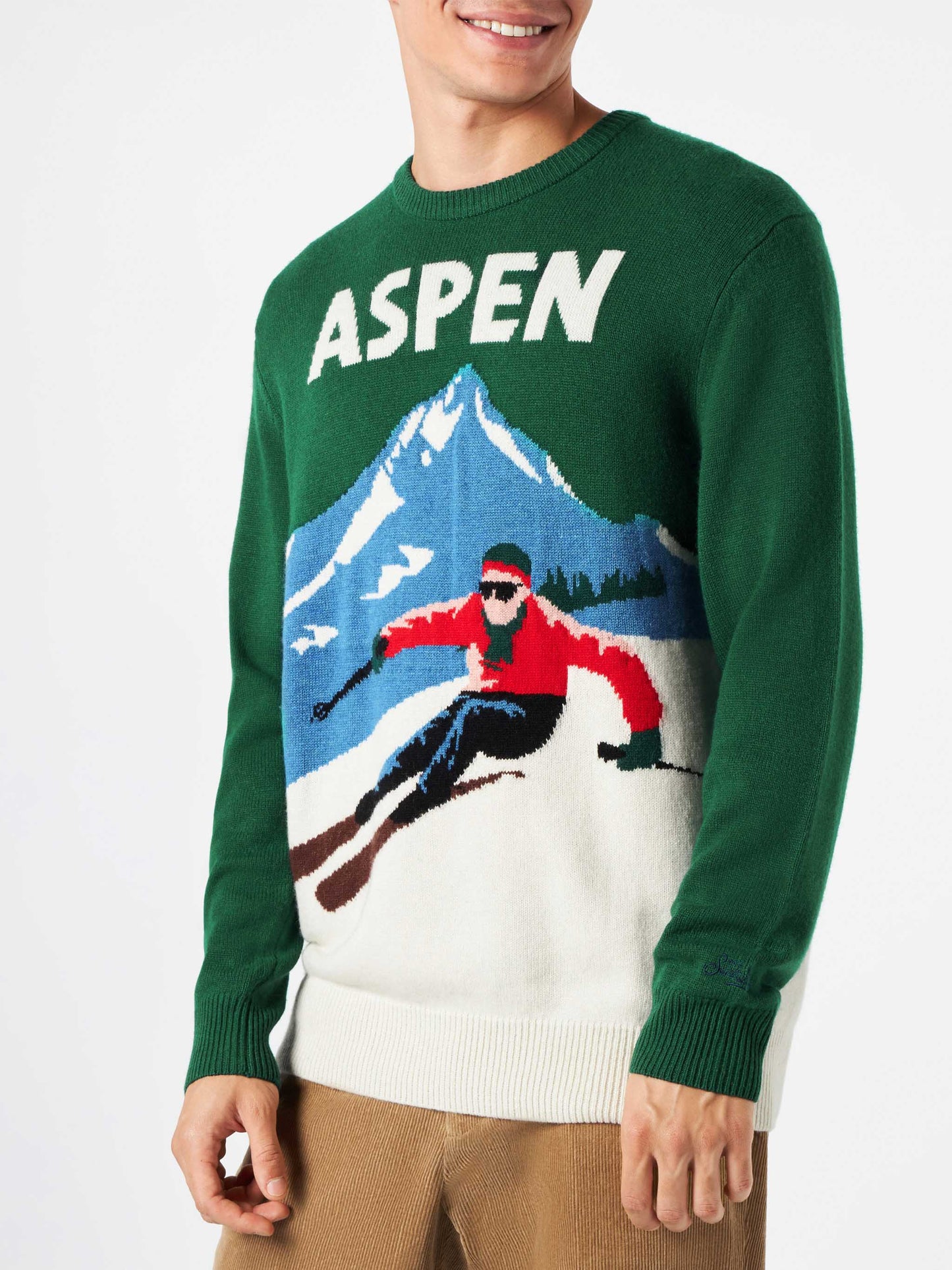 Maglione da uomo stampa cartolina vintage Aspen