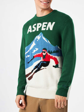 Maglione da uomo stampa cartolina vintage Aspen