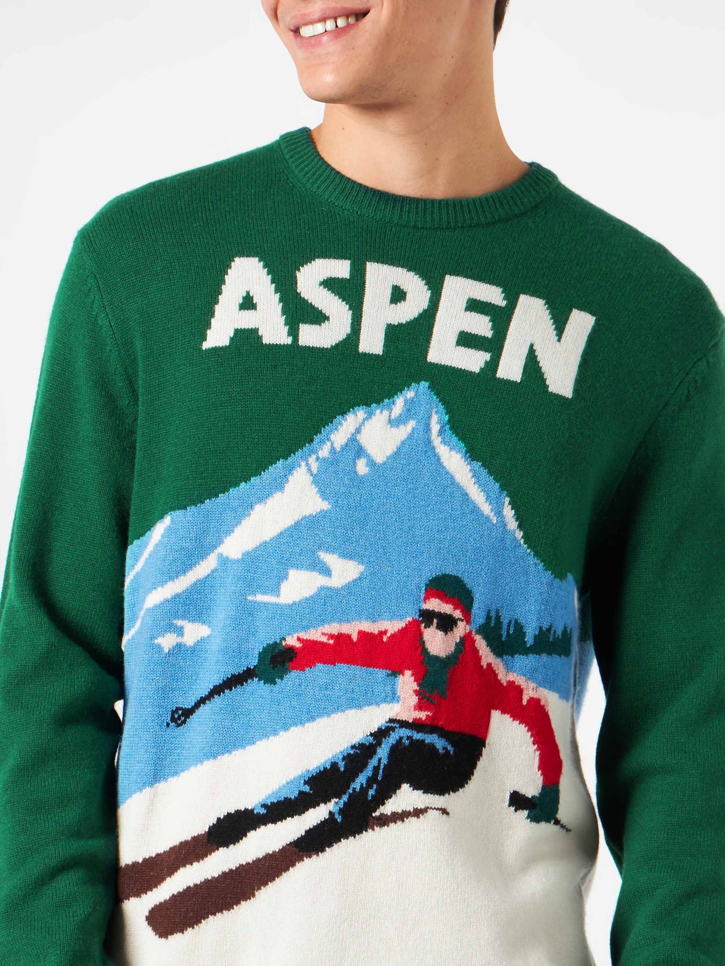 Maglione da uomo stampa cartolina vintage Aspen