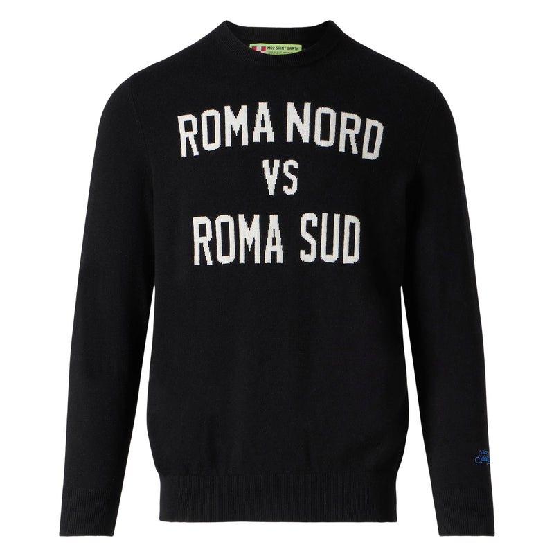 Maglia da uomo nera stampa Roma Nord vs Roma Sud