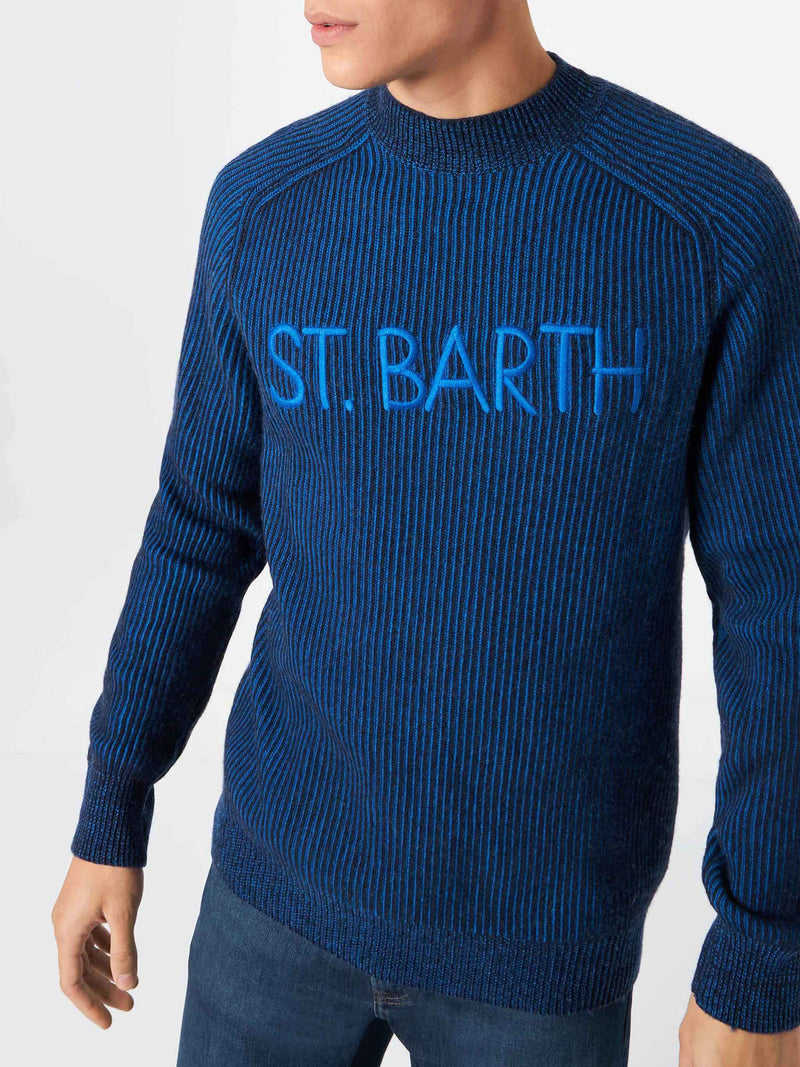 Davos ribbed blue half-turtleneck sweater