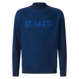 Davos ribbed blue half-turtleneck sweater