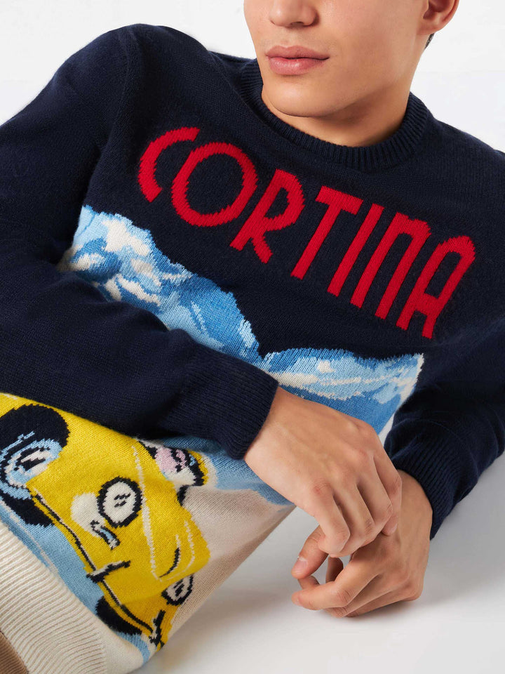 Herrenpullover Cortina mit Vintage-Postkartendruck