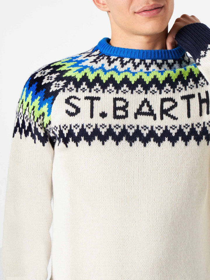 Man brushed sweater with icelandic jacquard